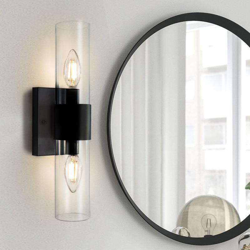 Modern Wall Sconces Black Gold Metal Light Fixture 15.35In Wall Lighting  |   Flush Mount Wall Lights Flush Mount Wall Lights Flush Mount Wall Lights