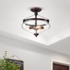 Oil Rubbed Bronze 3-Light Semi Flush Mount with Seeded Glass Shade – Oil Rubbed Bronze  |   Semi-Flush Mount Ceiling Lights Ceiling Lighting Oil Rubbed Bronze