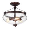 Oil Rubbed Bronze 3-Light Semi Flush Mount with Seeded Glass Shade – Oil Rubbed Bronze  |   Semi-Flush Mount Ceiling Lights Ceiling Lighting Oil Rubbed Bronze