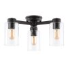 Orville 17″ 3-Light Farmhouse Industrial Iron Cylinder LED Semi Flush Mount, Oil Rubbed Bronze/Clear  |   Semi-Flush Mount Ceiling Lights Ceiling Lighting Oil Rubbed Bronze