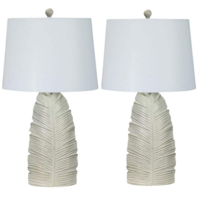 Pair of 26in Casual White Resin Table Lamp with Decorator Shade  |   Lamp Sets Lamp Sets Casual White