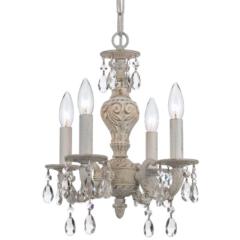 Paris Market 4 Light Spectra Crystal White Mini Chandelier – 13.5” W x 15” H  |   Chandeliers Ceiling Lighting Chandeliers