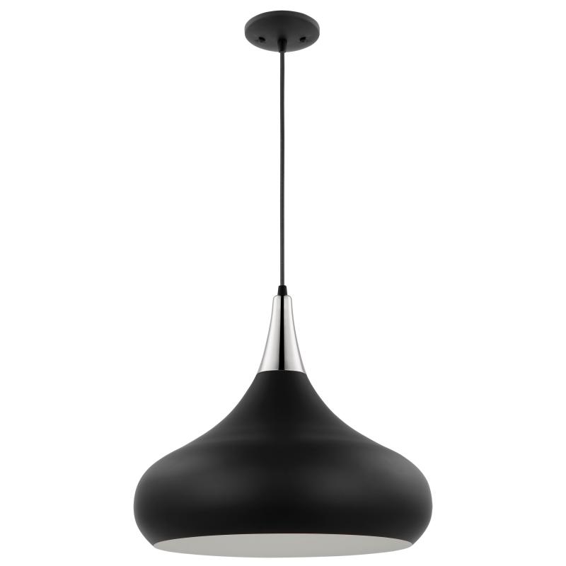 Phoenix 1 Light Large Pendant Matte Black with Polished Nickel  |   Kitchen Lighting Kitchen Lighting Kitchen Lighting