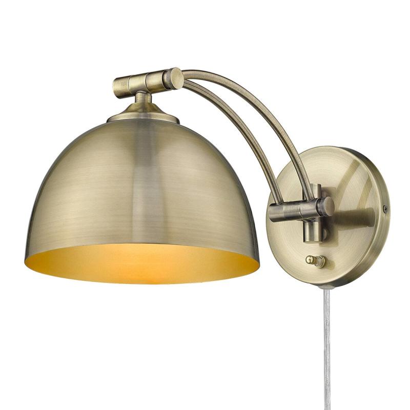 Rey 1 Light Articulating Wall Sconce  |   Swing Arm Lights Swing Arm Lights Aged Brass & Aged Brass/Aged Brass & Matte Black/Matte Black & Aged Brass/Matte Black & Matte Black