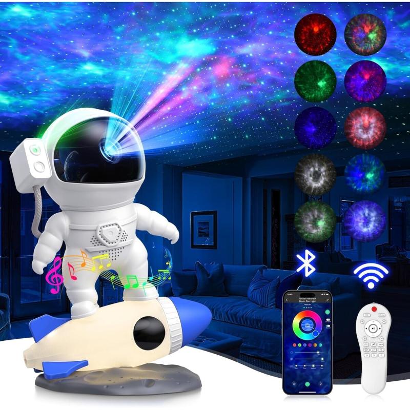 Rossetta Astronaut Galaxy Nebula Projector with Rocket Lamp  |   Night Lights Night Lights Night Lights