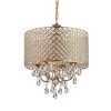 Round Beaded Drum Chandelier with Hanging Crystals  |   Chandeliers Ceiling Lighting Chandeliers