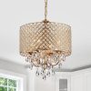 Round Beaded Drum Chandelier with Hanging Crystals  |   Chandeliers Ceiling Lighting Chandeliers