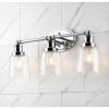 Sandrine 3-Light Iron/Seeded Glass Classic Cottage LED Vanity Light  |   Bathroom Lighting Bathroom Lighting Bathroom Lighting