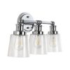 Sandrine 3-Light Iron/Seeded Glass Classic Cottage LED Vanity Light  |   Bathroom Lighting Bathroom Lighting Bathroom Lighting