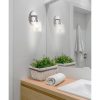 Sandrine 3-Light Iron/Seeded Glass Classic Cottage LED Vanity Light  |   Bathroom Lighting Bathroom Lighting Bathroom Lighting