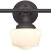 Scholar Three-Light Indoor Wall Fixture, Oil Rubbed Bronze Finish with White Opal Glass – 3-Light  |   Bathroom Lighting Bathroom Lighting Bathroom Lighting