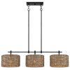 Sedgy 3-Light Black Farmhouse Rattan Island Light Linear Chandelier – 41″W  |   Chandeliers Ceiling Lighting Chandeliers