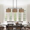 Sedgy 3-Light Black Farmhouse Rattan Island Light Linear Chandelier – 41″W  |   Chandeliers Ceiling Lighting Chandeliers