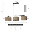 Sedgy 3-Light Black Farmhouse Rattan Island Light Linear Chandelier – 41″W  |   Chandeliers Ceiling Lighting Chandeliers