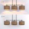 Sedgy 3-Light Black Farmhouse Rattan Island Light Linear Chandelier – 41″W  |   Chandeliers Ceiling Lighting Chandeliers