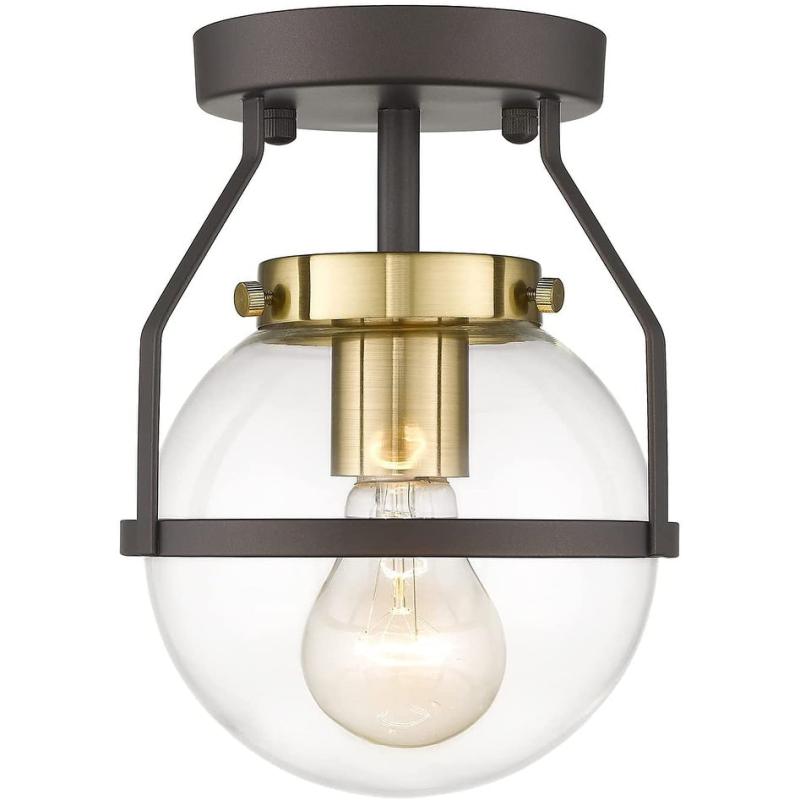 Semi Flush Mount Ceiling Light with Clear Globe Glass Shade  |   Semi-Flush Mount Ceiling Lights Ceiling Lighting Orb - Gold