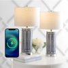 Serge 27″ Ceramic/Iron Contemporary USB Charging LED Table Lamp, Navy/Chrome  |   Lamp Sets Lamp Sets Lamp Sets