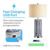 Serge 27″ Ceramic/Iron Contemporary USB Charging LED Table Lamp, Navy/Chrome  |   Lamp Sets Lamp Sets Lamp Sets