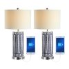 Serge 27″ Ceramic/Iron Contemporary USB Charging LED Table Lamp, Navy/Chrome  |   Lamp Sets Lamp Sets Lamp Sets