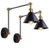 Set of 2 Adjustable Black Swing Arm Wall Vintage Industrial Wall Sconce Lights  |   Swing Arm Lights Swing Arm Lights Swing Arm Lights