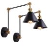 Set of 2 Adjustable Black Swing Arm Wall Vintage Industrial Wall Sconce Lights  |   Swing Arm Lights Swing Arm Lights Swing Arm Lights