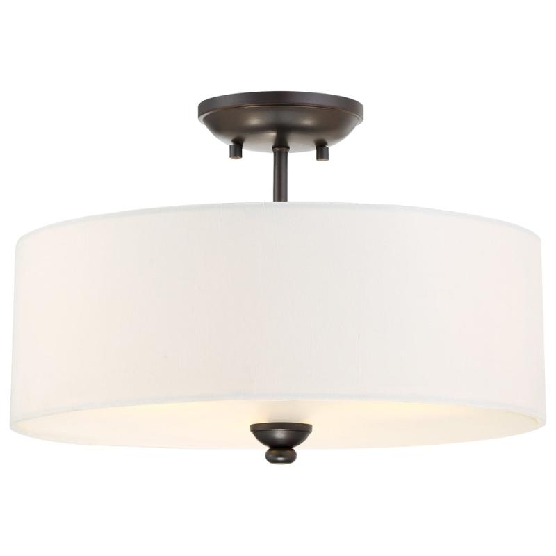 Shadowglen Lathan Bronze & White Linen Shade 3 Light Semi Flush  |   Semi-Flush Mount Ceiling Lights Ceiling Lighting Semi-Flush Mount Ceiling Lights