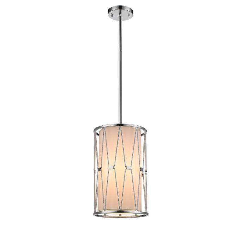 Shiny Nickel Steel Pendant Lighting Beige Cylinder Shade  |   Kitchen Lighting Kitchen Lighting Kitchen Lighting