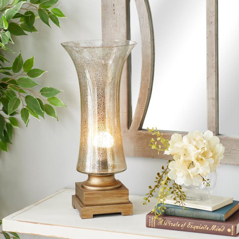 Silver Glass Room Uplight with Gold Base (Set of 2) – 8 x 18  |   Lamp Sets Lamp Sets Gold