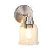 Single Wall Sconce Stainless Steel Base Frame Clear Glass Shade – 5.5” x 4.7” x 9” (L x W x H)  |   Flush Mount Wall Lights Flush Mount Wall Lights Flush Mount Wall Lights