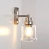 Single Wall Sconce Stainless Steel Base Frame Clear Glass Shade – 5.5” x 4.7” x 9” (L x W x H)  |   Flush Mount Wall Lights Flush Mount Wall Lights Flush Mount Wall Lights