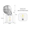 Single Wall Sconce Stainless Steel Base Frame Clear Glass Shade – 5.5” x 4.7” x 9” (L x W x H)  |   Flush Mount Wall Lights Flush Mount Wall Lights Flush Mount Wall Lights