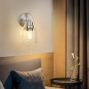 Single Wall Sconce Stainless Steel Base Frame Clear Glass Shade – 5.5” x 4.7” x 9” (L x W x H)  |   Flush Mount Wall Lights Flush Mount Wall Lights Flush Mount Wall Lights