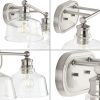 Singleton Collection 2-Light 17 in. Brushed Nickel Vanity Light with Clear Glass Shades – Small  |   Flush Mount Wall Lights Flush Mount Wall Lights Flush Mount Wall Lights