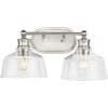 Singleton Collection 2-Light 17 in. Brushed Nickel Vanity Light with Clear Glass Shades – Small  |   Flush Mount Wall Lights Flush Mount Wall Lights Flush Mount Wall Lights