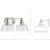 Singleton Collection 2-Light 17 in. Brushed Nickel Vanity Light with Clear Glass Shades – Small  |   Flush Mount Wall Lights Flush Mount Wall Lights Flush Mount Wall Lights