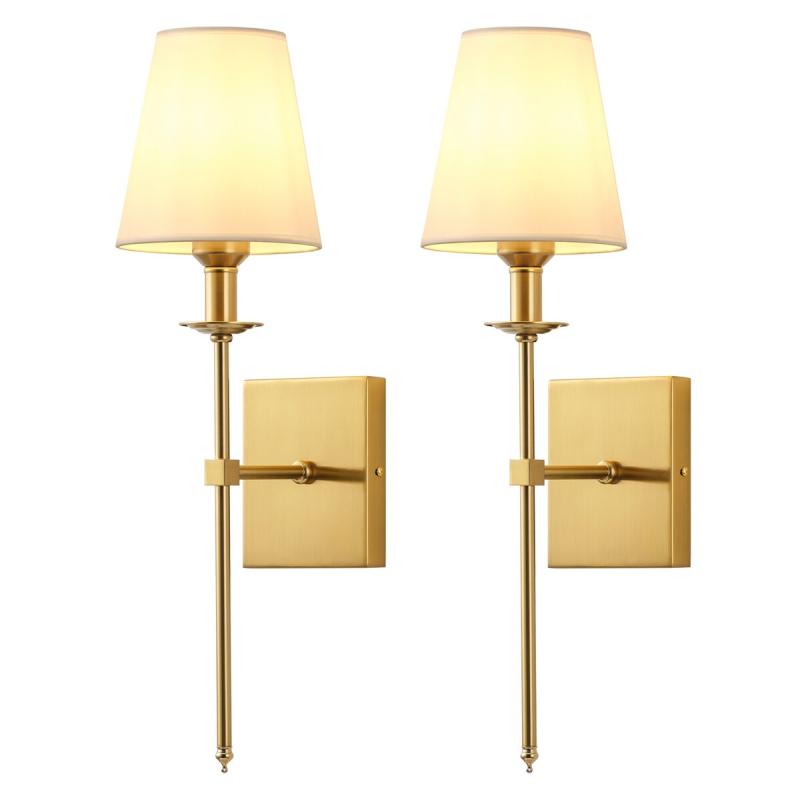 Starsky 1 – Light Industrial Wall Sconce Set with Tapered Fabric Shade (Sets of 2)  |   Wall Sconces Wall Lighting Wall Sconces