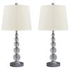 Table Lamp (Set of 2) – 12″ W x 12″ D x 25.25″ H  |   Lamp Sets Lamp Sets Clear-Silver Finish