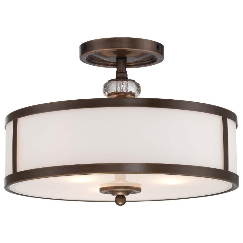 Thorndale Dark Noble Bronze & White Glass 3 Light Semi Flush  |   Semi-Flush Mount Ceiling Lights Ceiling Lighting Brown