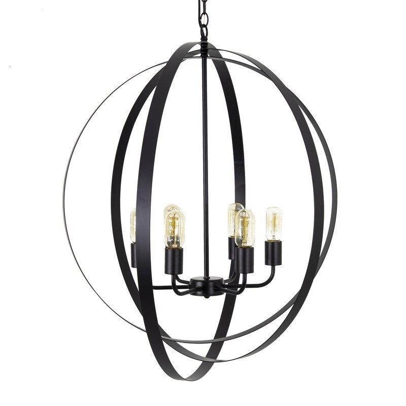 Tira 6-Light Orb Chandelier in Matte Black finish – 29.1 x 29.1 x 27.7  |   Chandeliers Ceiling Lighting Chandeliers