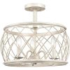 Treviso Farmhouse 3-Light Drum Semi Flush Mount Ceiling Light Metal Shade Antique White – Antique White  |   Semi-Flush Mount Ceiling Lights Ceiling Lighting Semi-Flush Mount Ceiling Lights