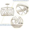 Treviso Farmhouse 3-Light Drum Semi Flush Mount Ceiling Light Metal Shade Antique White – Antique White  |   Semi-Flush Mount Ceiling Lights Ceiling Lighting Semi-Flush Mount Ceiling Lights