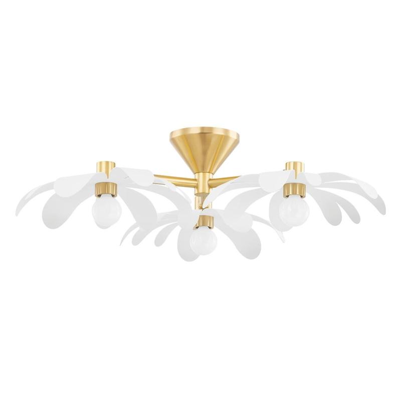 Twiggy 3 Light Semi Flush Mount Aged Brass  |   Semi-Flush Mount Ceiling Lights Ceiling Lighting Gold