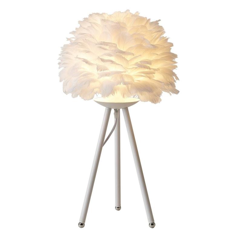 White Iron Table Lamp With White Goose Feather  |   Desk Lamps Desk Lamps Desk Lamps