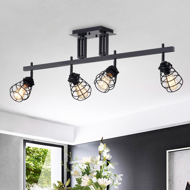 Zefina Matte Black 4-light Track Light  |   Track Lighting Ceiling Lighting Matte Black