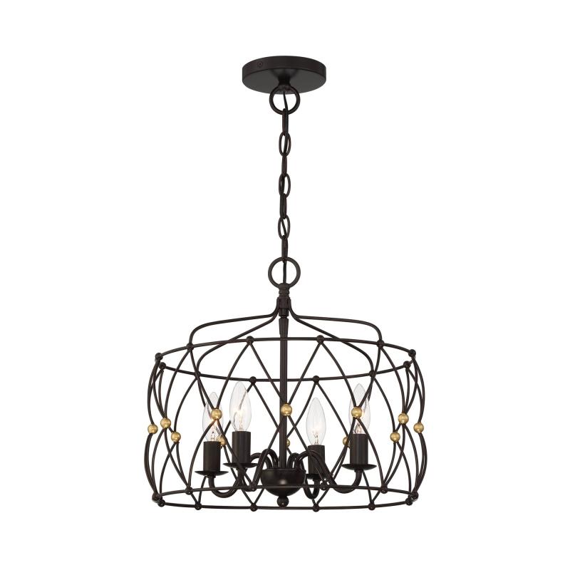 Zucca 4 Light English Bronze & Antique Gold Lantern – 16.5”W x 14.5”H  |   Chandeliers Ceiling Lighting Chandeliers