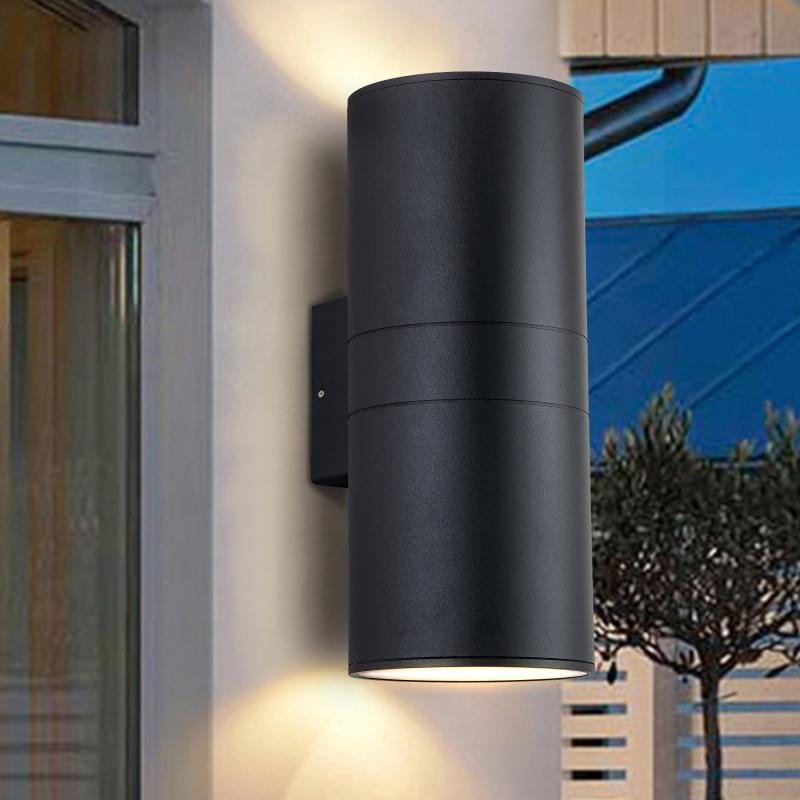 2-Light Aluminum Matte Black Cylinder Outdoor Wall Sconce Wall Light  |   Outdoor Wall Lighting Outdoor Wall Lighting Outdoor Wall Lighting