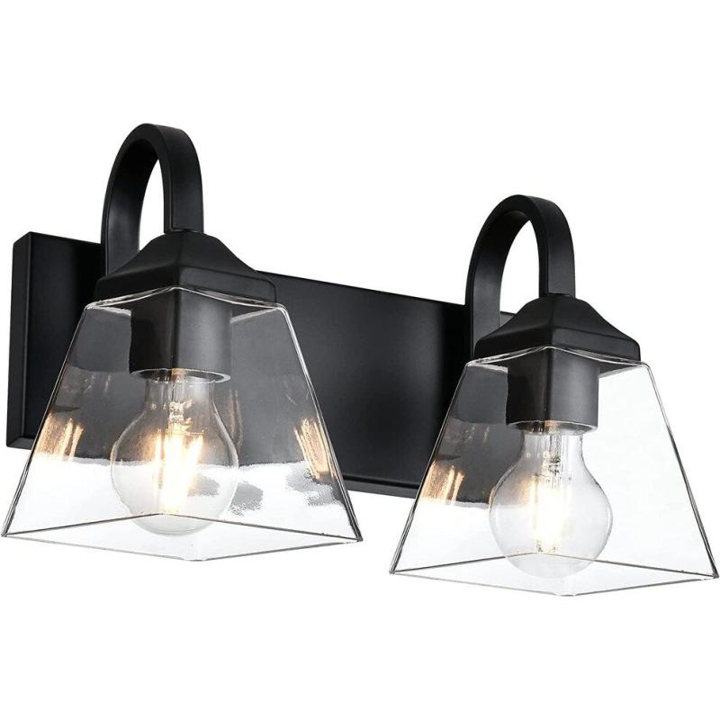 2 light glass wall sconce black industrial wall light fixture  |   Wall Sconces Wall Lighting Black