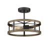 2-light Wood and Matte Black Finish Semi-flush Mount Light Metal Cage Ceiling Light – 12.9″ (D) x 4.4″ (H)  |   Semi-Flush Mount Ceiling Lights Ceiling Lighting Semi-Flush Mount Ceiling Lights