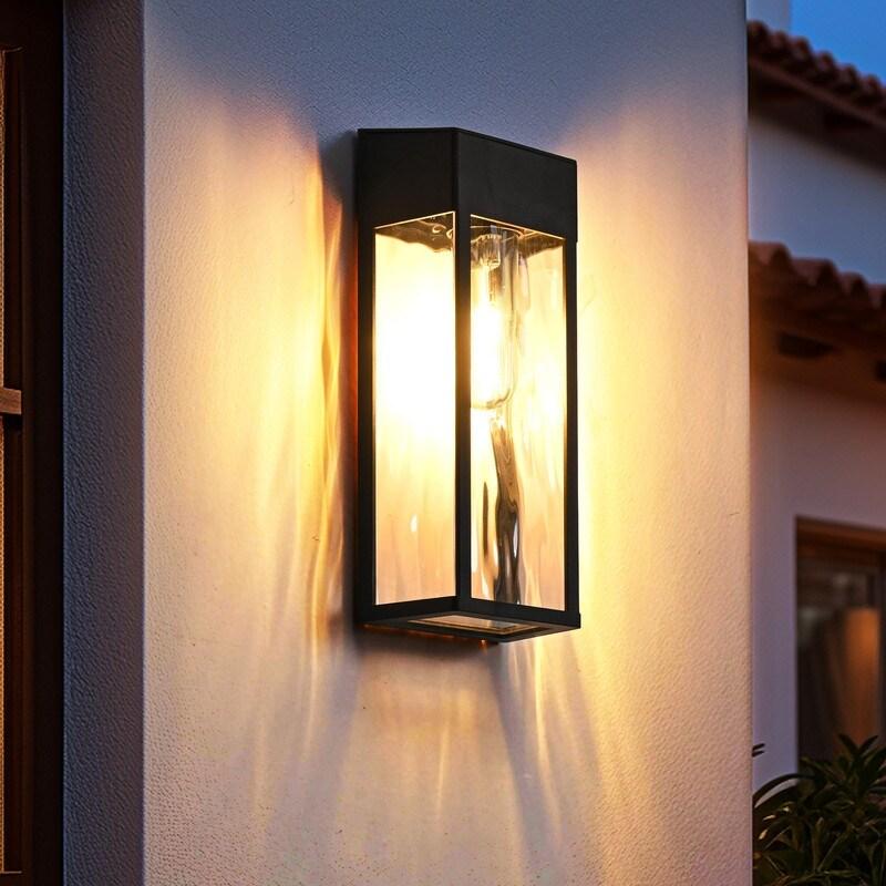 2 Pack Black Outdoor Solar Wall Lights with LED Bulb – 2 pack  |   Outdoor Wall Lighting Outdoor Wall Lighting Outdoor Wall Lighting