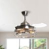 36″ Industrial Retractable 3-Blade Ceiling Fan Chandelier with Remote  |   Ceiling Fans Ceiling Fans Ceiling Fans